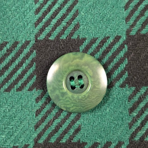 70s Vintage Emmanuelle Khanh Green Plaid Double Breasted Wool Blazer Size 10 - Picture 8 of 11